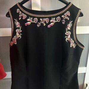 Jessica Black blouse with Pink Embroidery